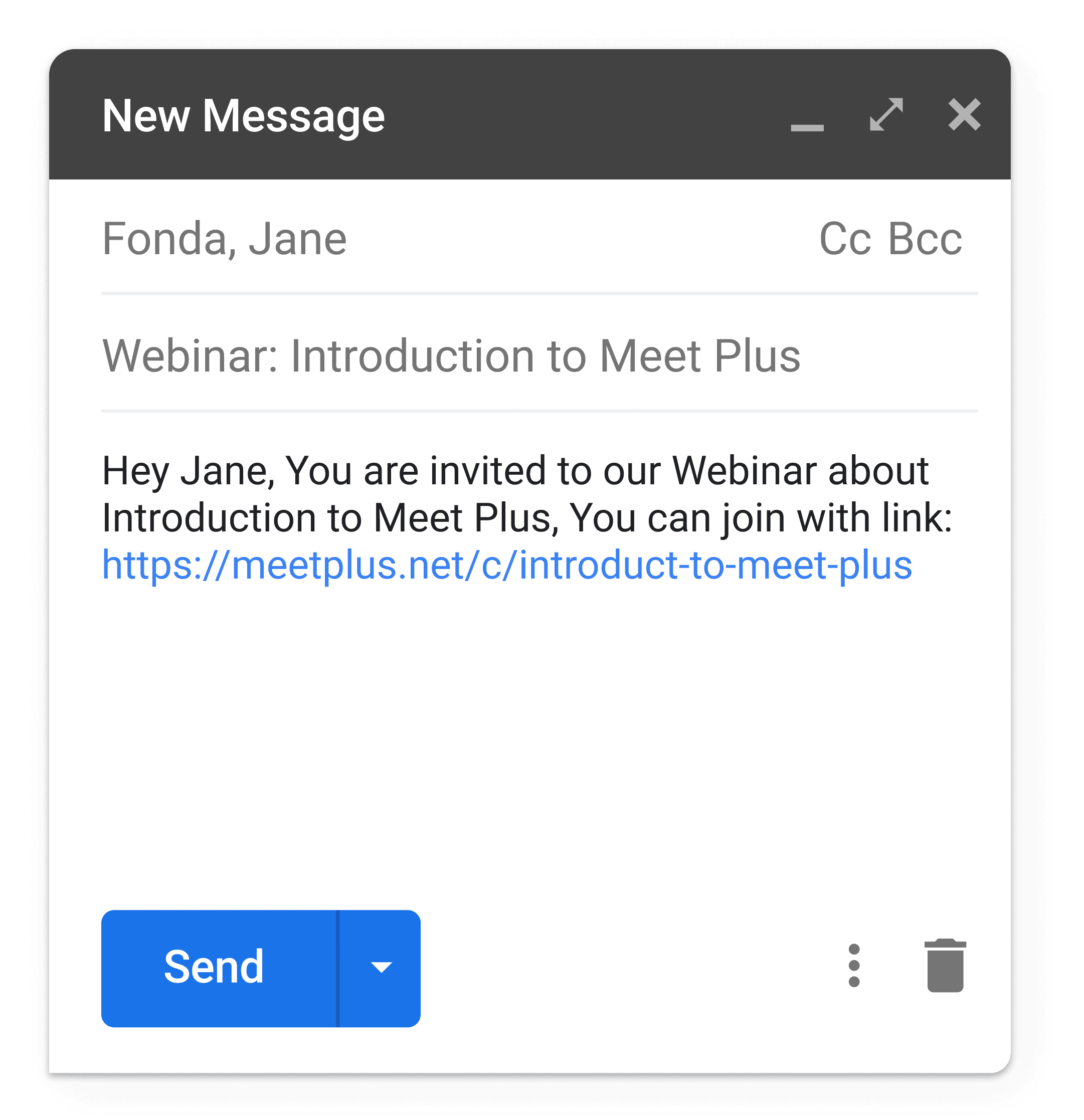 customized meeting link